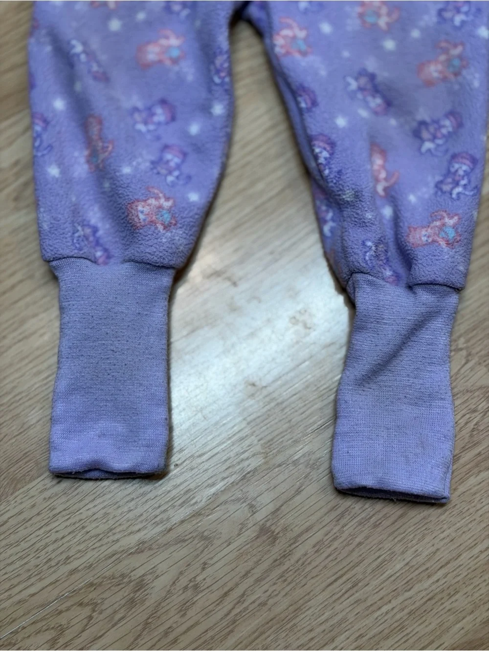 Vintage Snugabye Convert-A-Foot Girls Purple Animal Print Fleece Sleeper Pajamas